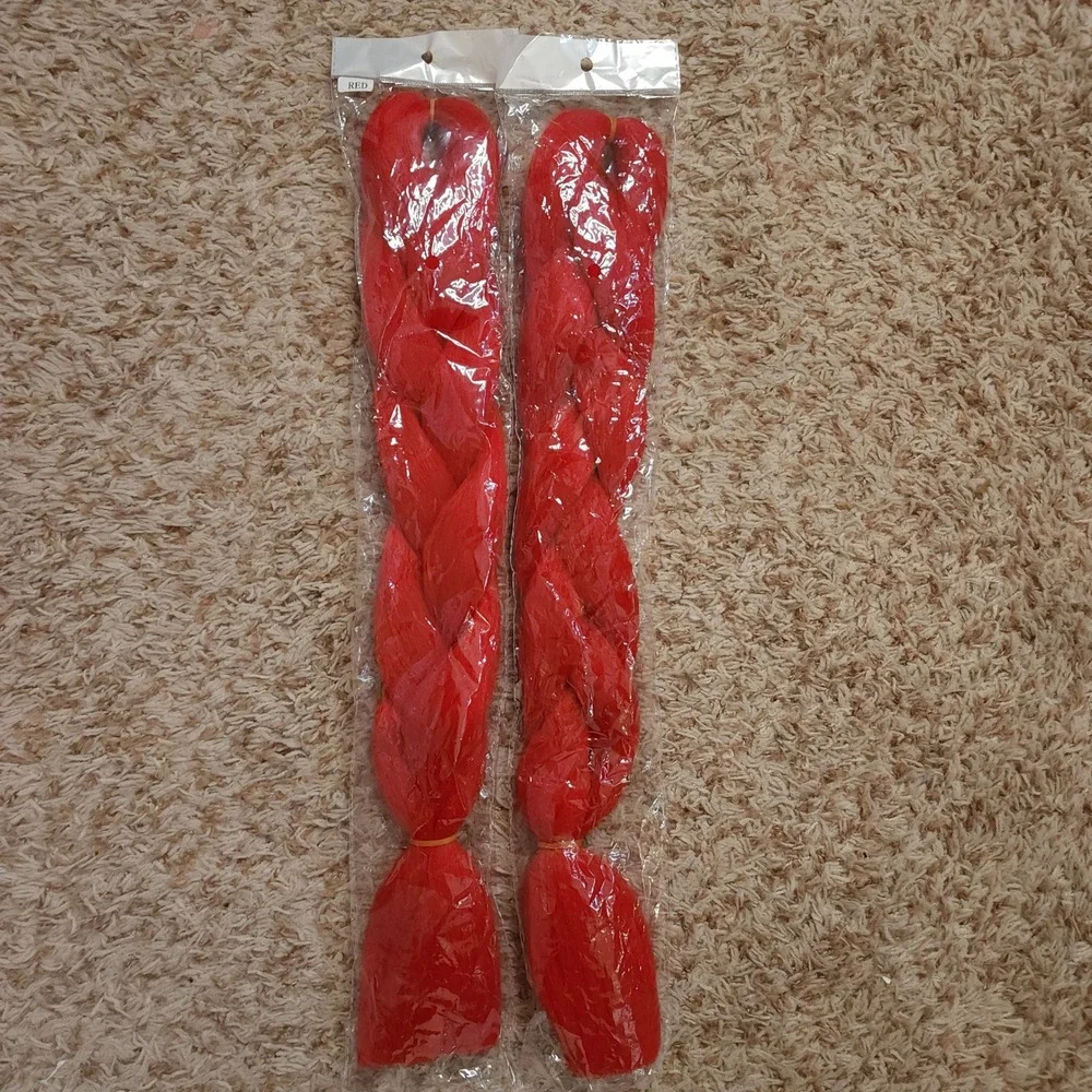 Unbranded Braiding Hair Women OS Red Jumbo Synthetic Extensions 2 Pack 22in